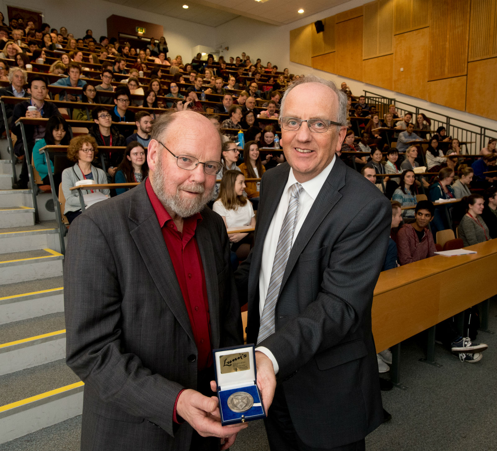 Sir Ian Wilmut receiving the Barcroft Medal from Professor Pascal McKeown