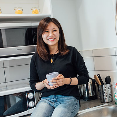 Sijin and Lu in the kitchen