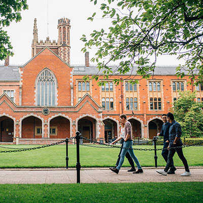Students walking in the quad