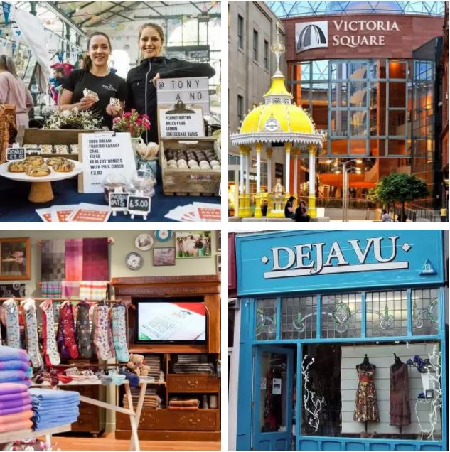 Montage of shops in Belfast