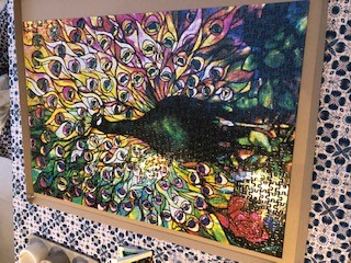 Image of jigsaw of peacock fully assembled