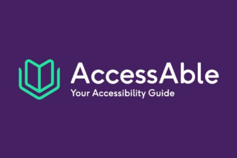 Image with purple background showing the AccessAble Logo. Supporting text, in white text, reads 