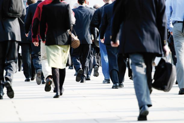 people walking busy street