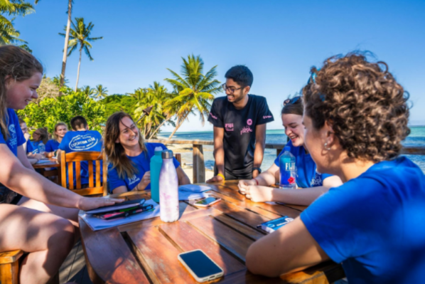 students sitting in a group in Fiji