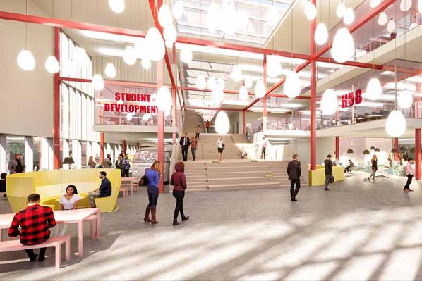 mockup imagery of the interior of the new students union