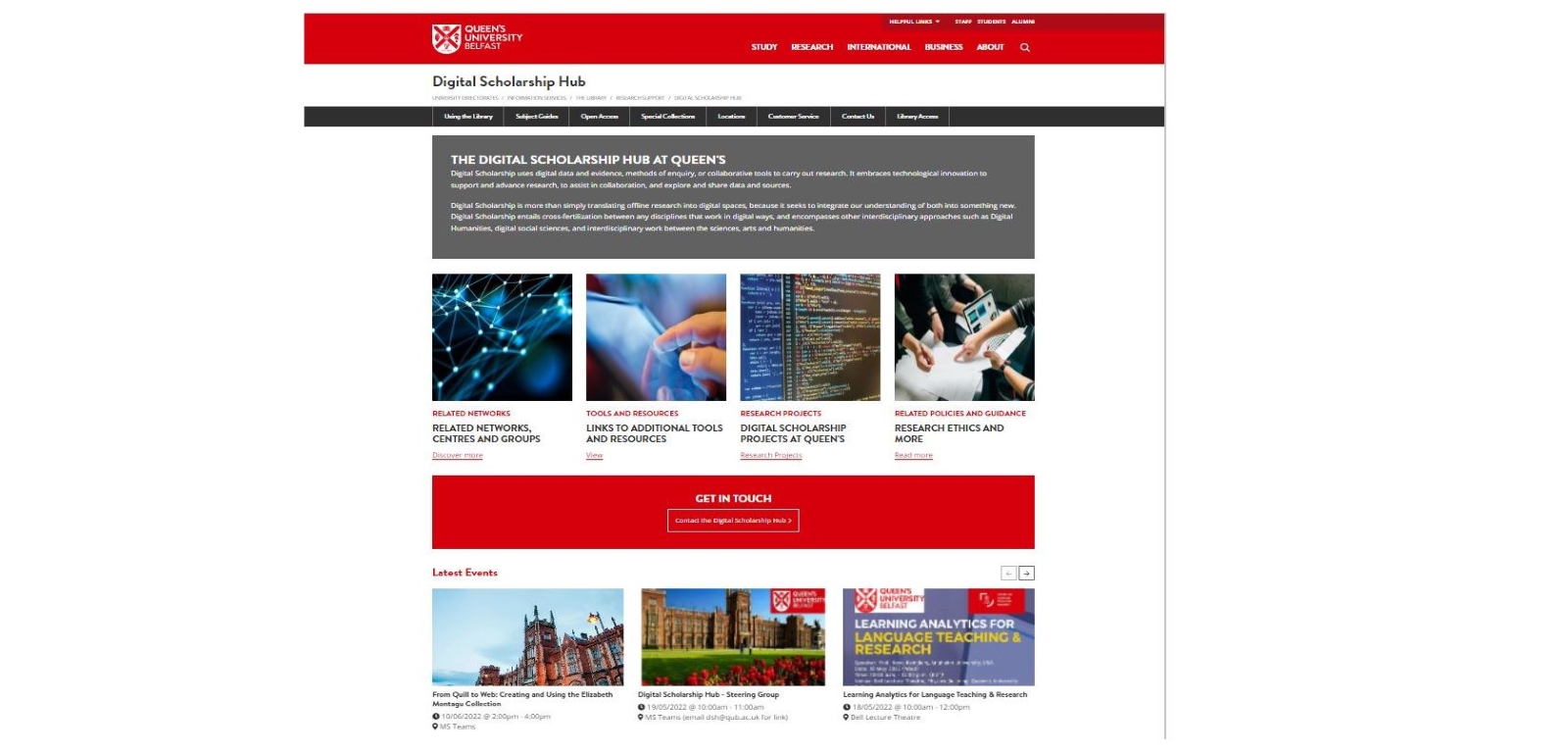 Screenhot of Digital Scholarship Hub homepage