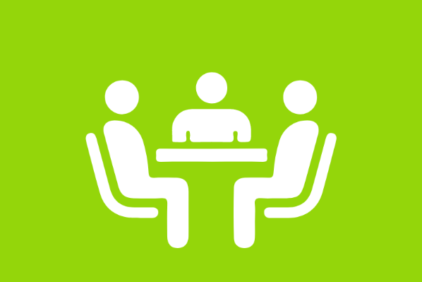 icon image of three people sitting at a table