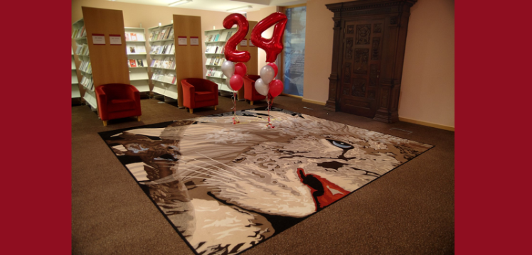 Balloons at CS Lewis room in the shape of the number 24