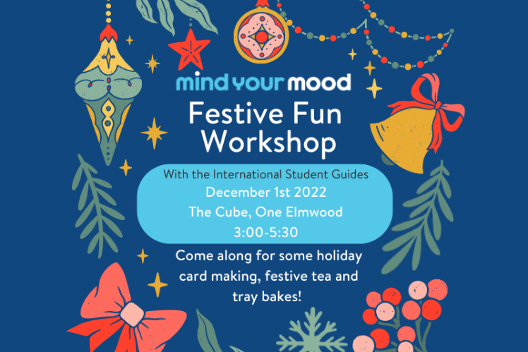 A cartoon image advertising the Festive Fun Workshop with key details as outlined in the Event Listing description