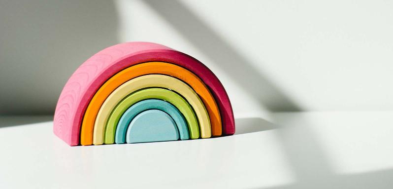 Plasticine rainbow with white background
