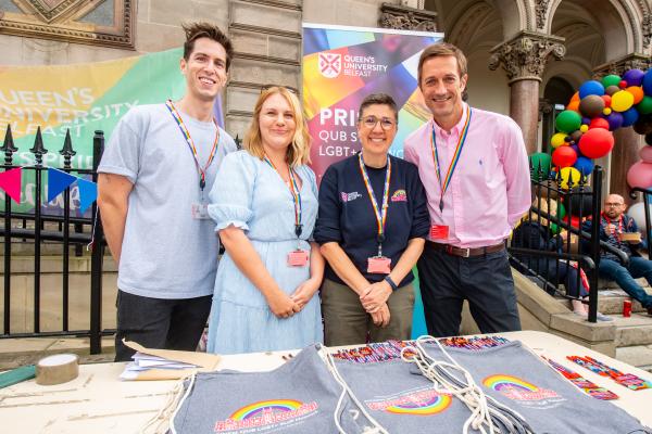Members of PRISM LGBT+ Staff Network pictured with Heather Callighan, Diversity and Inclusion Policy Officer, and Conor Curran, Head of Diversity, Inclusion and Staff Wellbeing