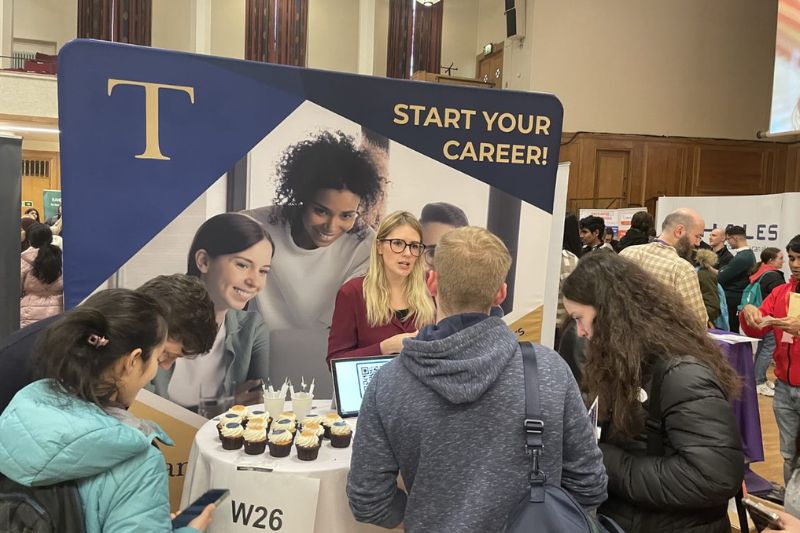 crowd of students at a careers fair