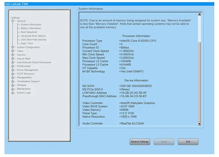 Older BIOS type page layout