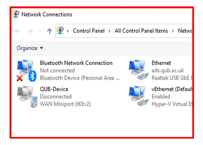 available network connections