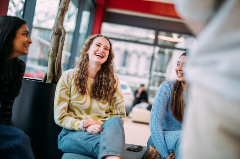 students sitting together chatting