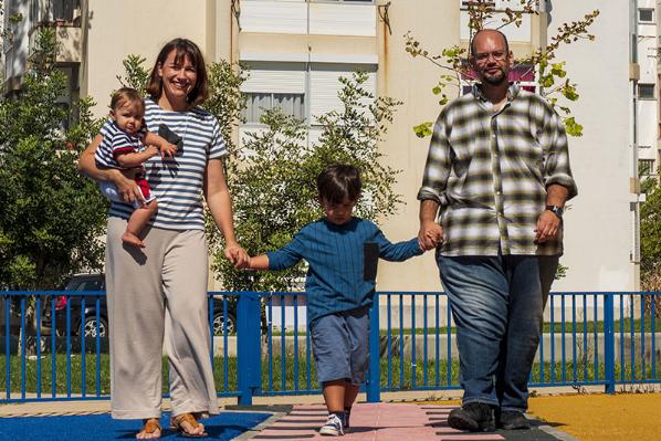 Family out walking