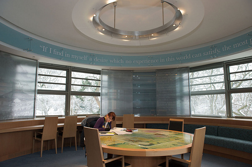 Girl studying in the CS Lewis Reading Room, the McClay Library