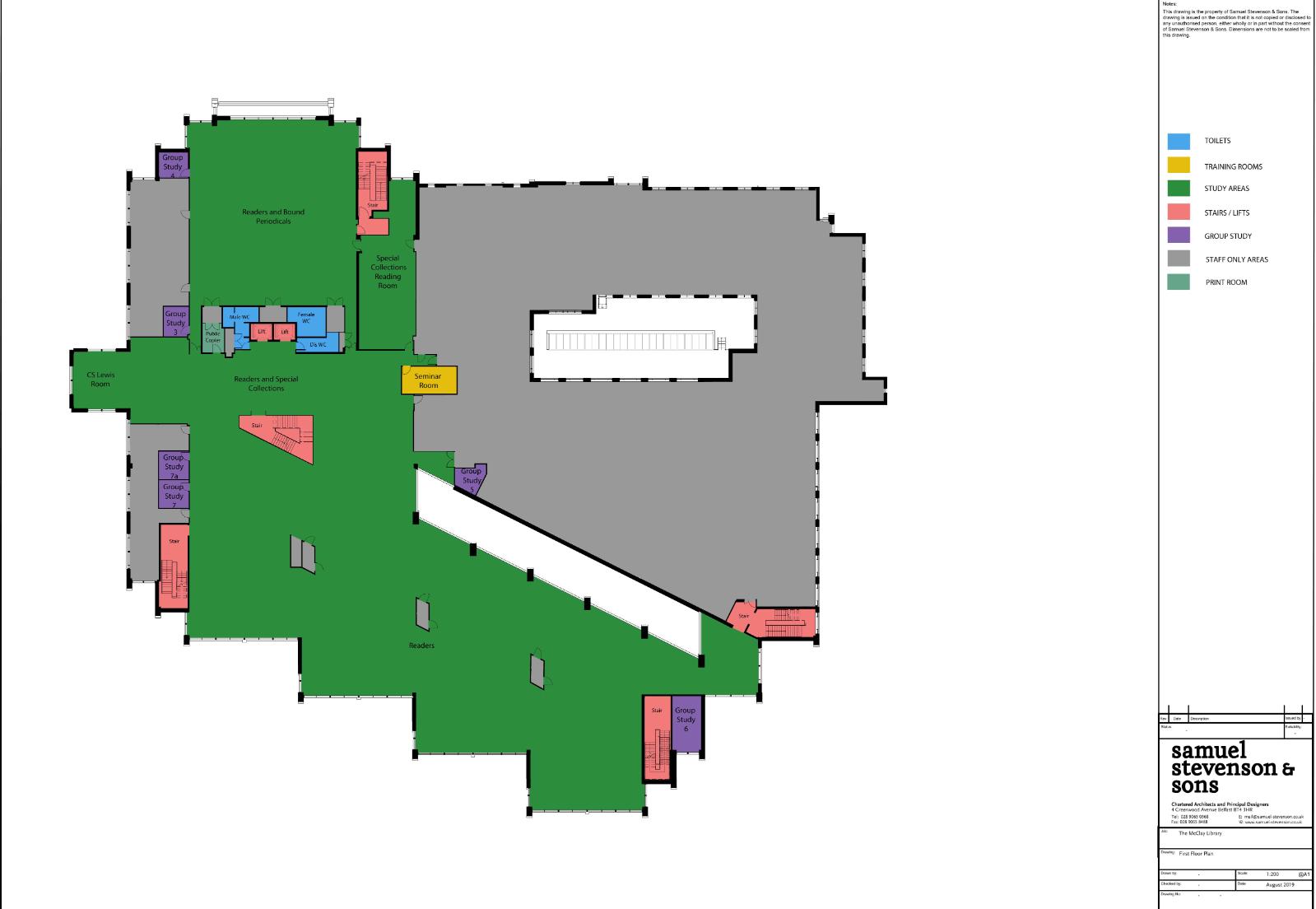 Floor plan of the first floor of the McClay Library