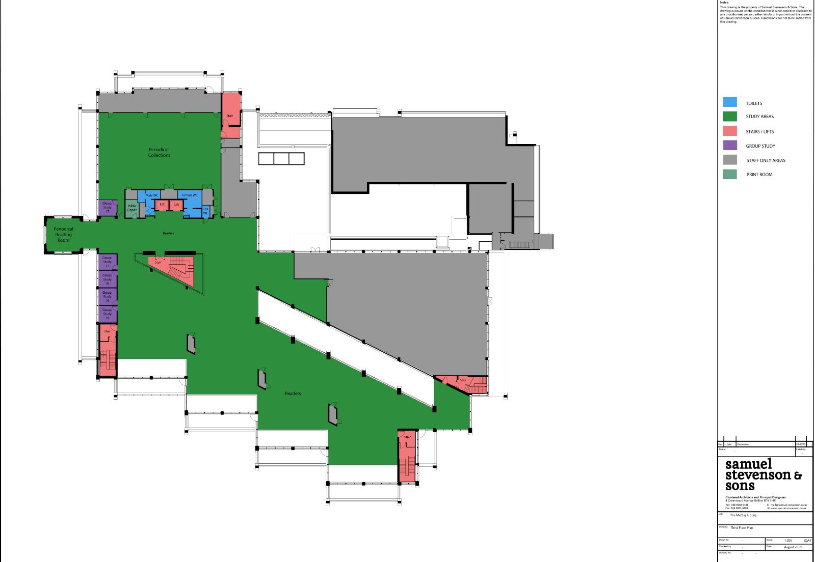 Floor plan of the third floor of the McClay Library