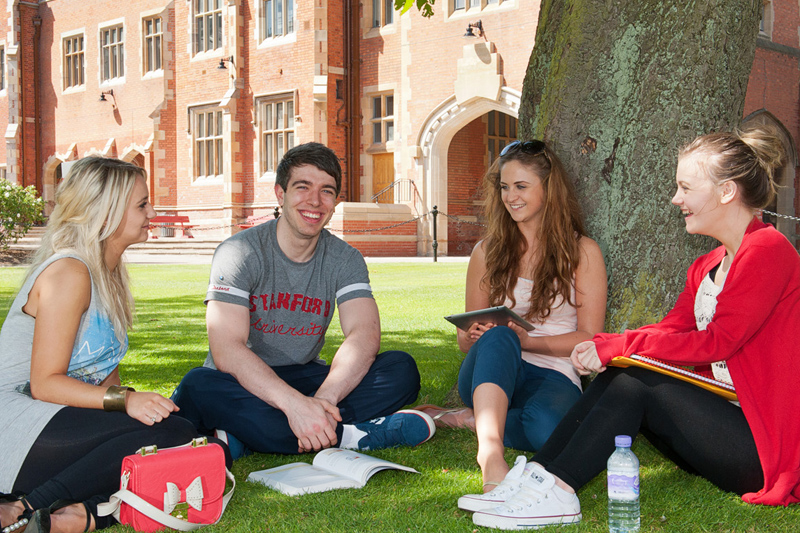 Students sitting in the Quad
