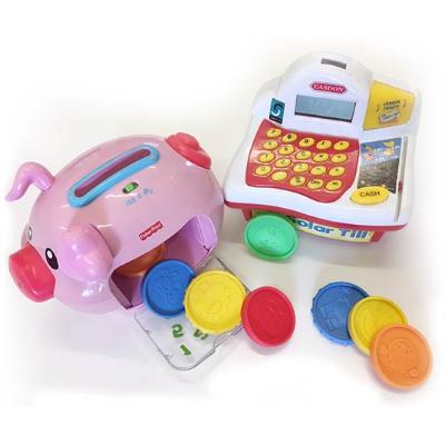 toy piggy bank and colourful coins
