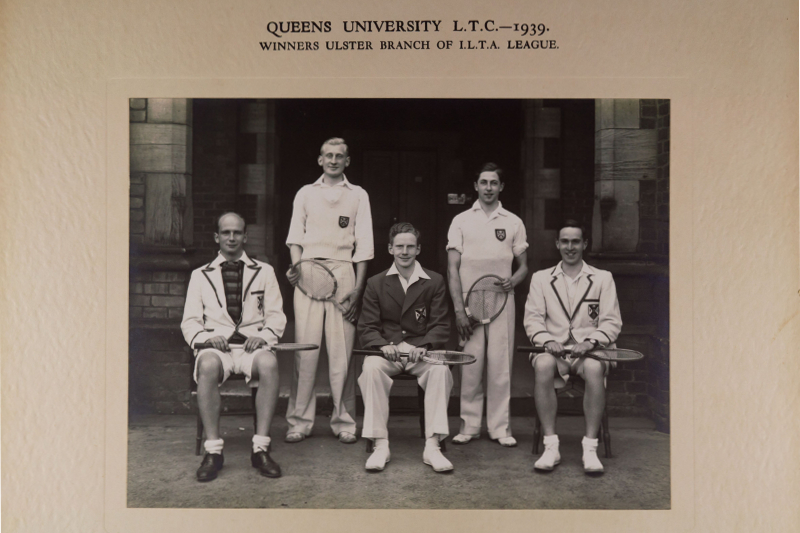 5 men from the Queen's University Tennis Club, 1939. Image from the University Archive.