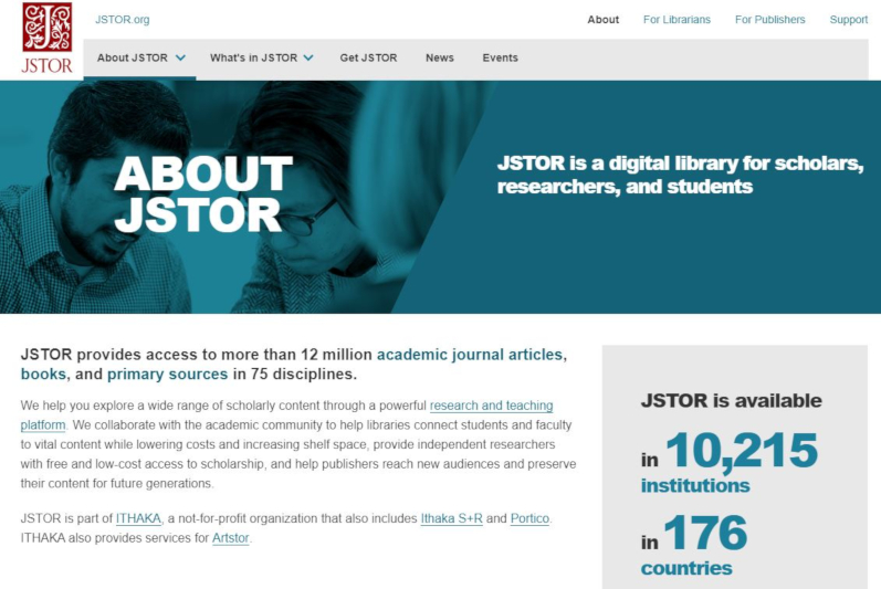 Homepage of JStor Ireland Collection.