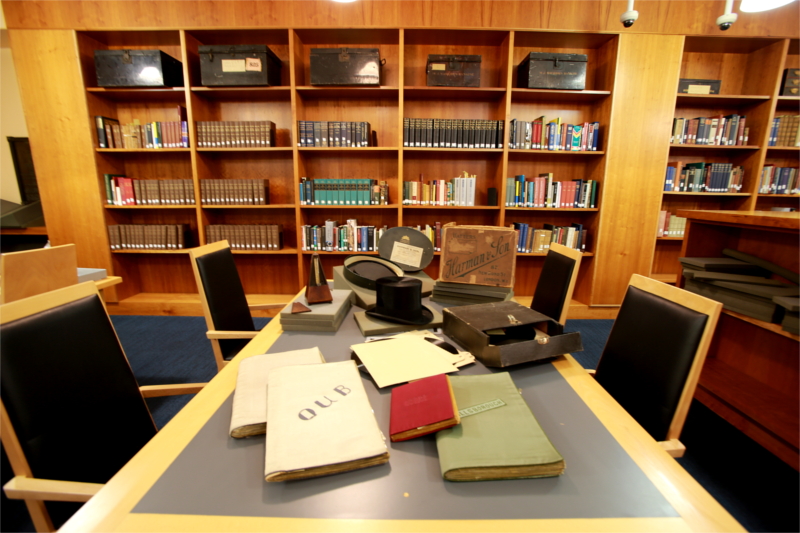 Items from the Hamilton Harty Collection laid out in the Special Collections Reading Room.