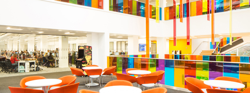 Colourful image of sociable area within the School of EEECS