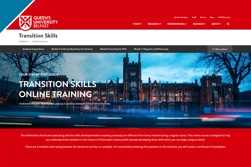 Transition Skills Web Screenshot