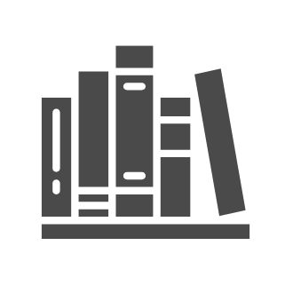 An icon representing physical books in the Library - books on a shelf