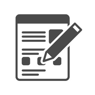 An icon representing the Book Purchase Suggestion form - pencil over a form