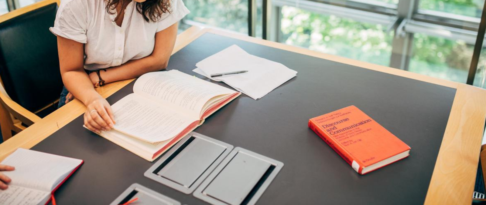 Student studying in library