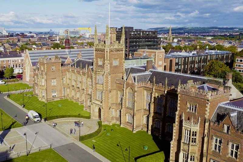 Aerial view of Queen's Lanyon Building on Main Site