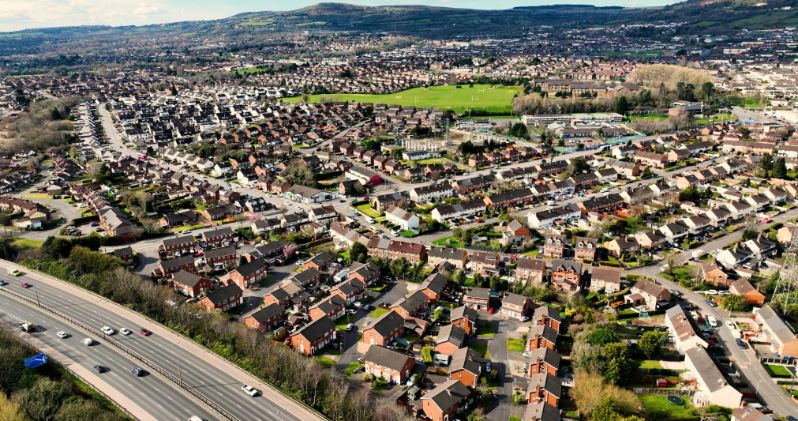 Drone shot of a residential area