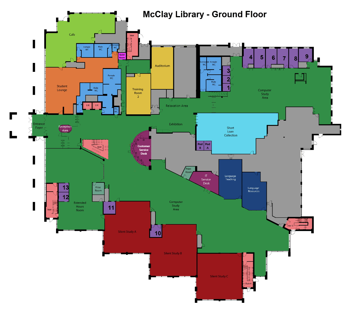 A map of the Ground Floor in the McClay Library
