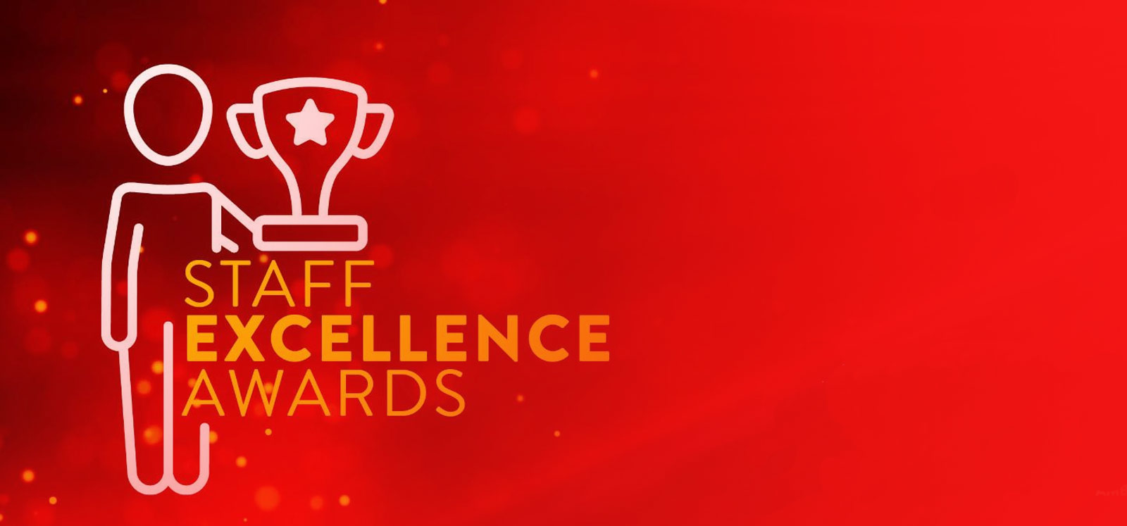 Illustration outline of a person holding a trophy above the text 'Staff Excellence Awards'