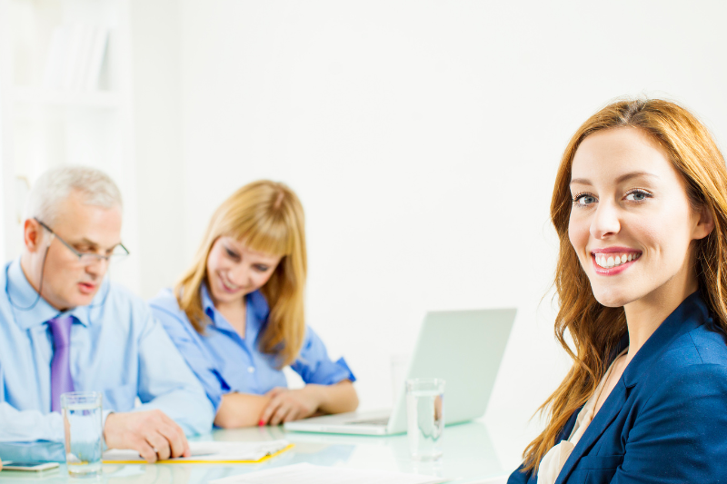 female waiting to be interviewed for a job