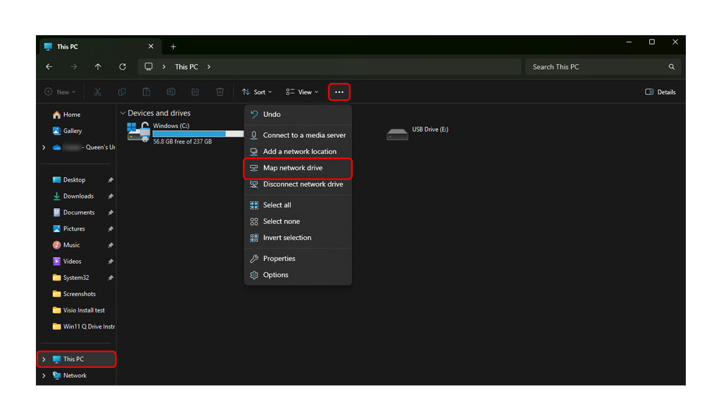 Mapping a Q Drive in Windows 11 - Step 1