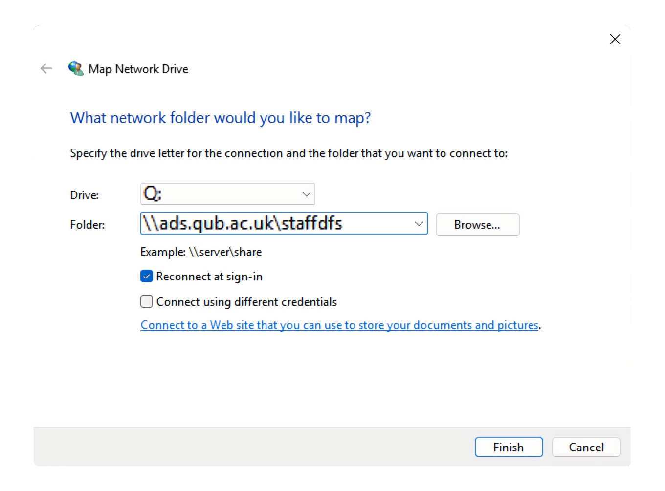 Mapping a Q Drive in Windows 11 - Step 2