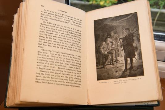 An open book of Robert Louis Stevenson's Kidnapped