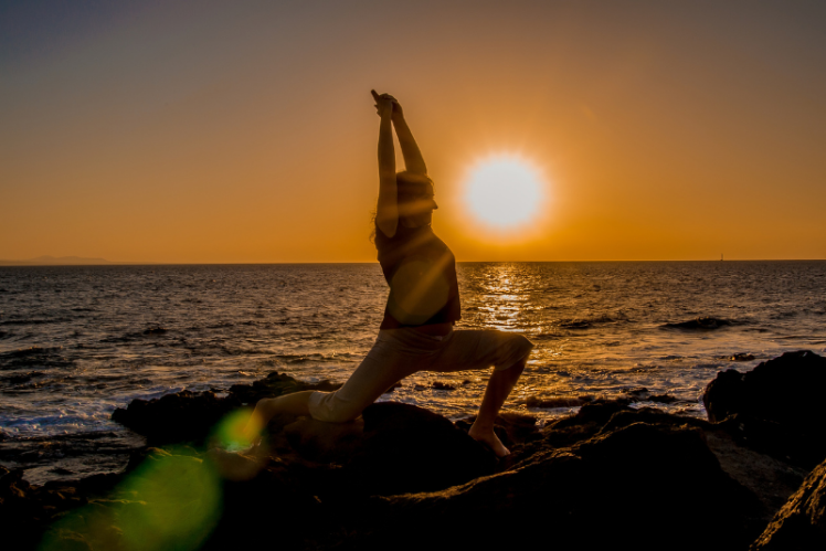 A woman in a yoga pose