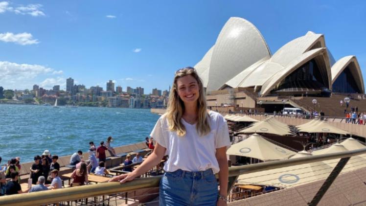 female student standing at Sydney Australia