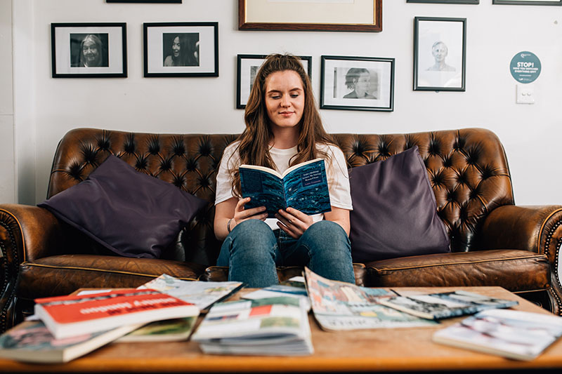 Student reading in Seamus Heaney Centre