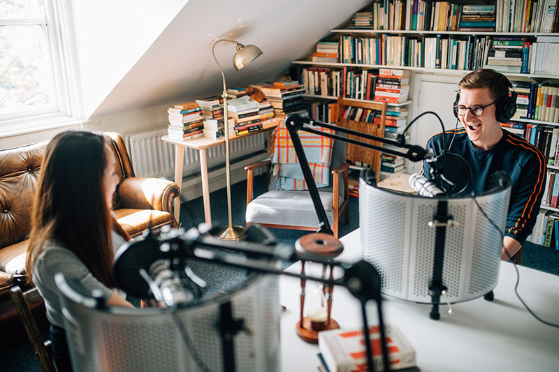 Students doing a podcast