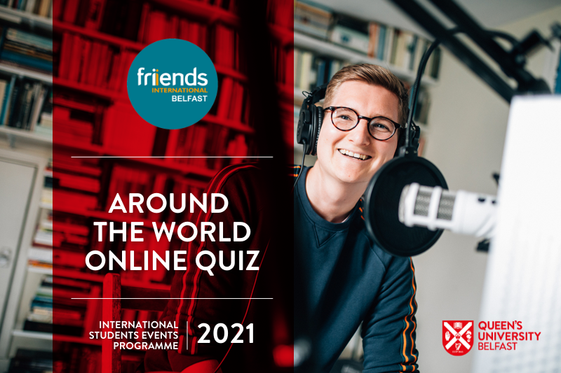 A student using podcast equipment including a microphone, pop-filter, and headphones