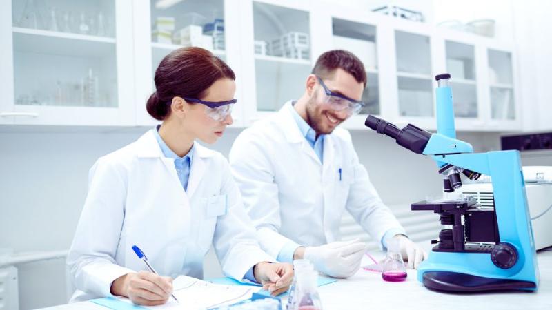 two people working in a lab environment