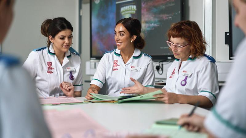 Three nursing students in uniform