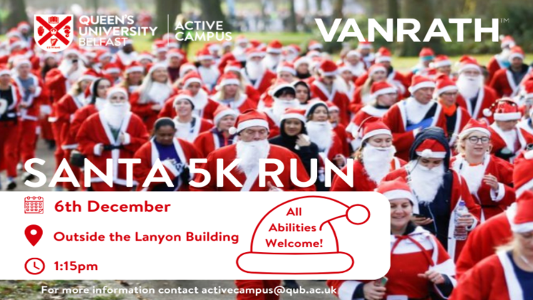 Queen's staff and students doing 5k santa run