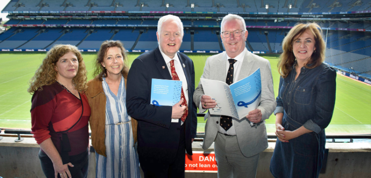 Prof Mark Lawler launching report with Health Minister Mike Nesbitt